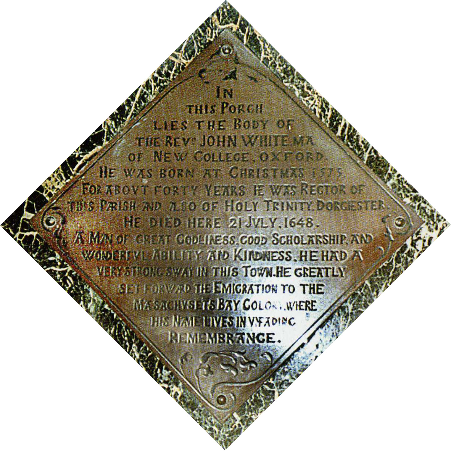 Plaque Rev John White Dorchester